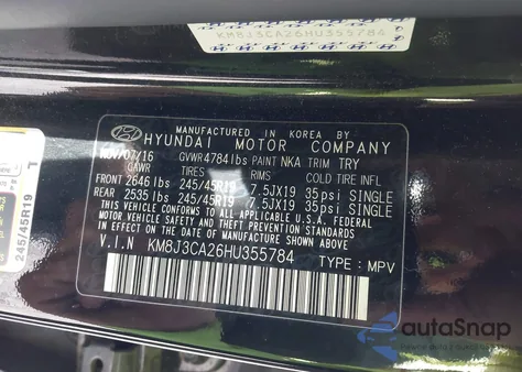 2017 Hyundai Tucson Limited from USA, damaged, VIN KM8J3CA26HU355784